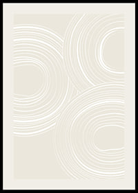 Abstract round lines in white on beige background-2