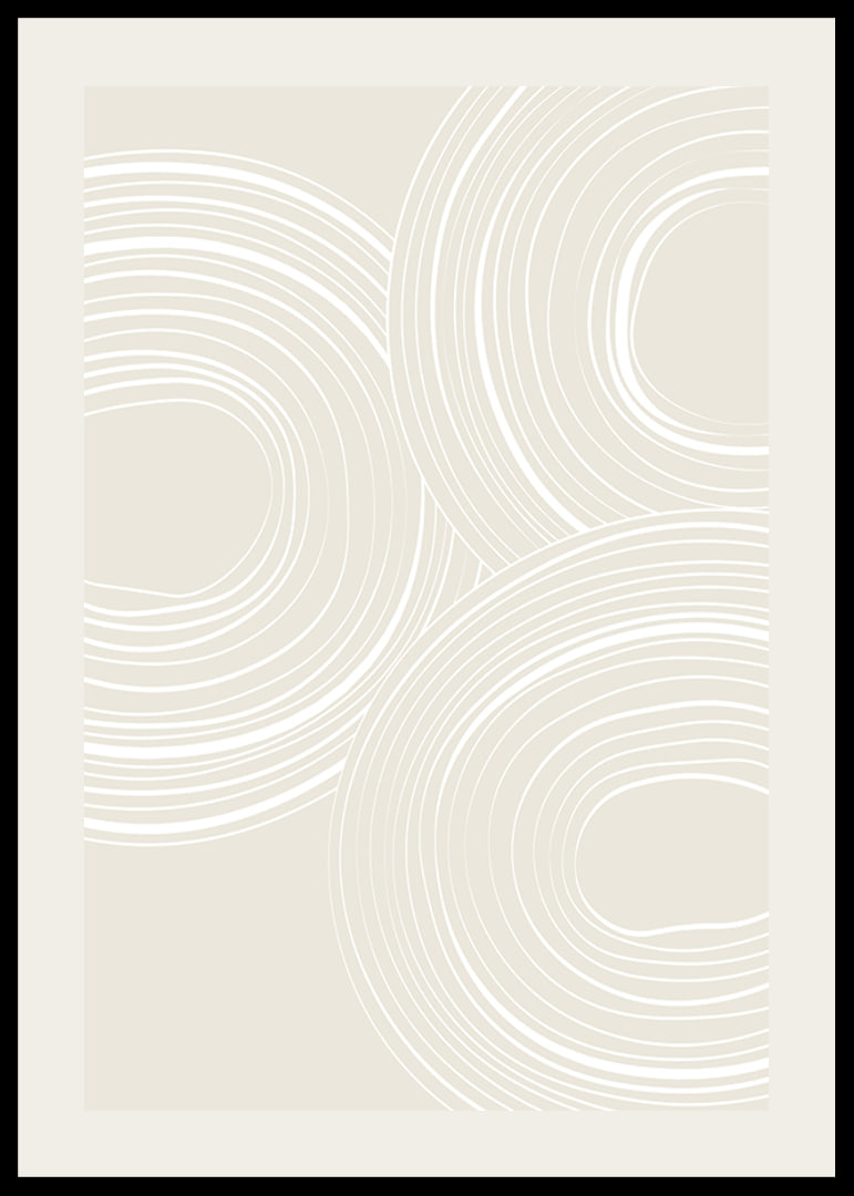 Abstract round lines in white on beige background-12