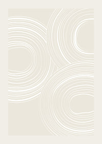 Abstract round lines in white on beige background-3