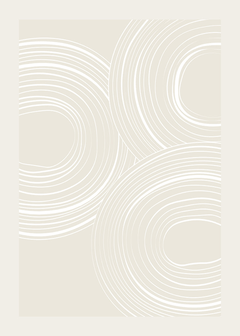 Abstract round lines in white on beige background-12
