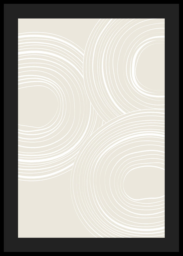 Abstract round lines in white on beige background-12