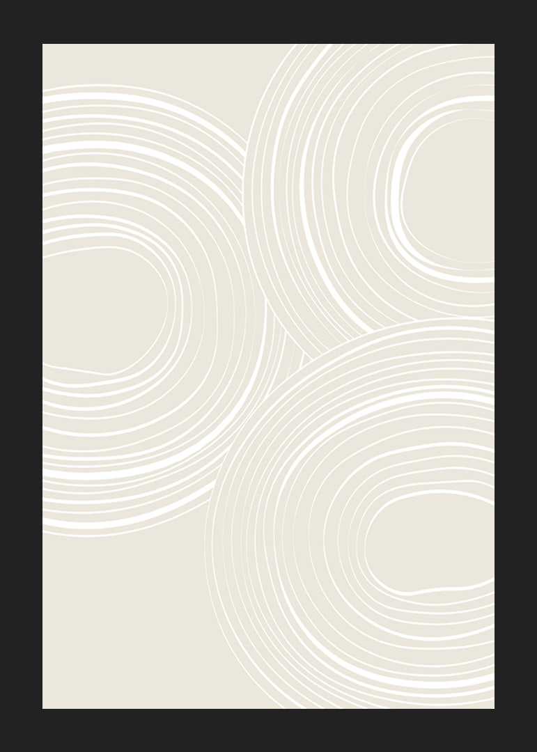 Abstract round lines in white on beige background-12