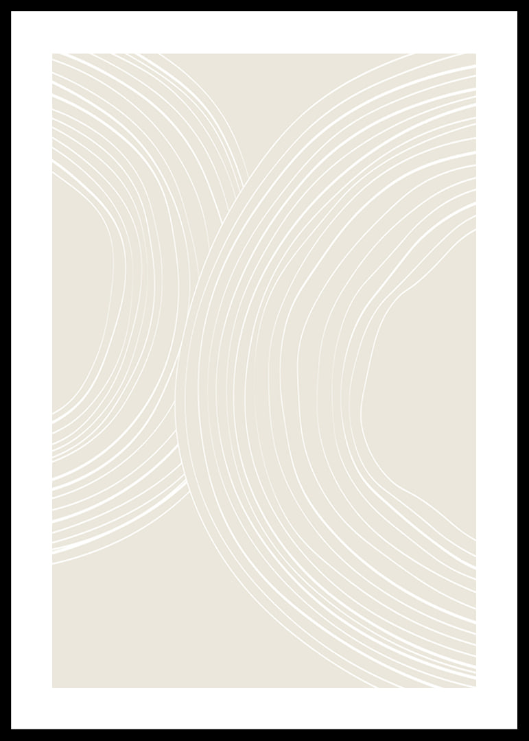 Abstract wavy lines in white on sand-colored background-12