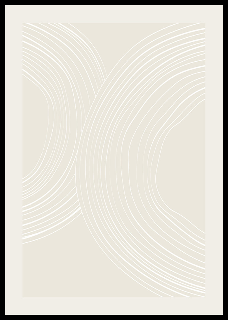 Abstract wavy lines in white on sand-colored background-12
