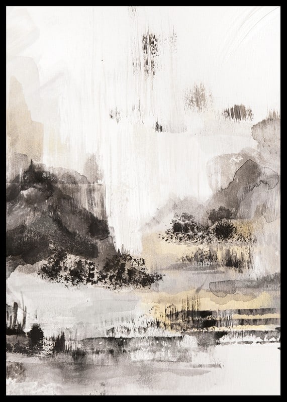Abstract landscape motif in black, gray and beige watercolor-12