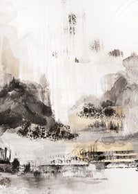 Abstract landscape motif in black, gray and beige watercolor-7