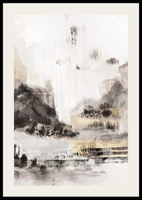 Abstrakt landskapsmotiv i svart, grått og beige akvarell-2