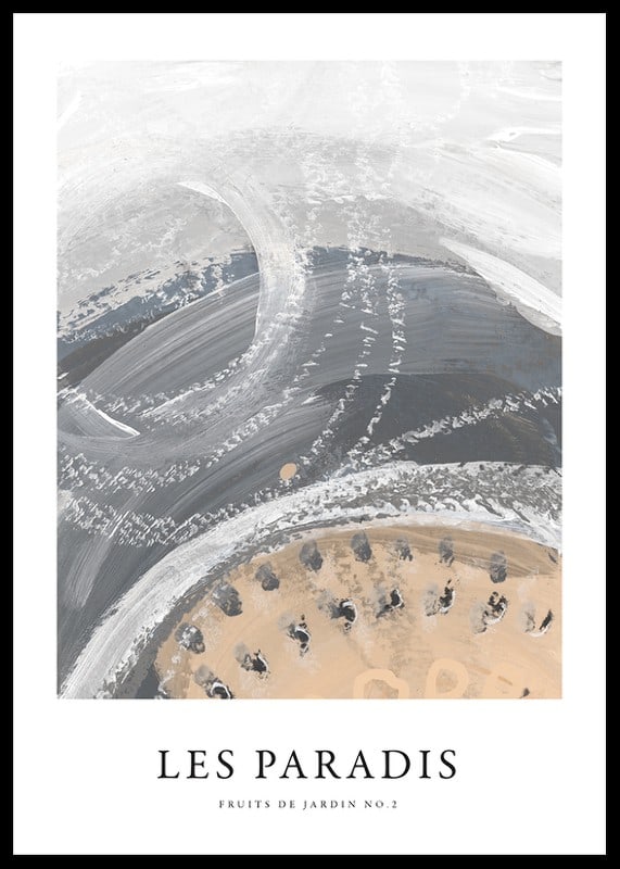 Abstract painting with curved brush strokes in gray and beige-12