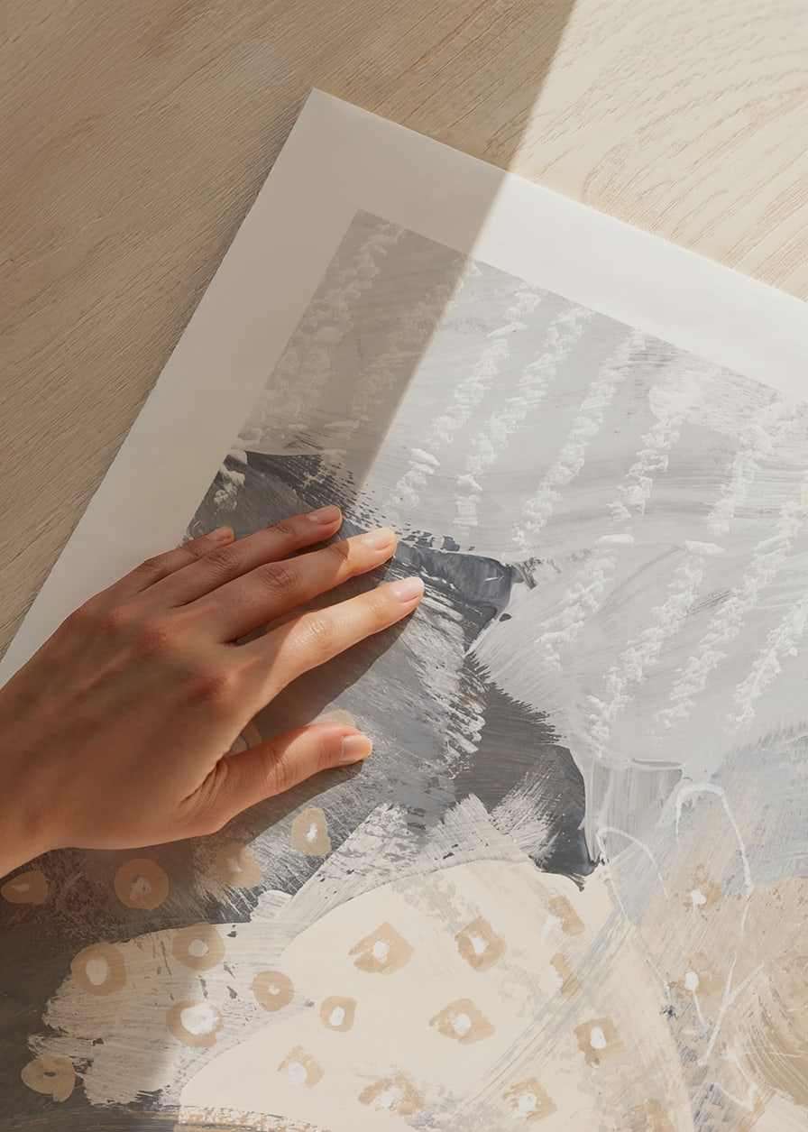 Abstract shapes in beige, gray and white on a light background-12