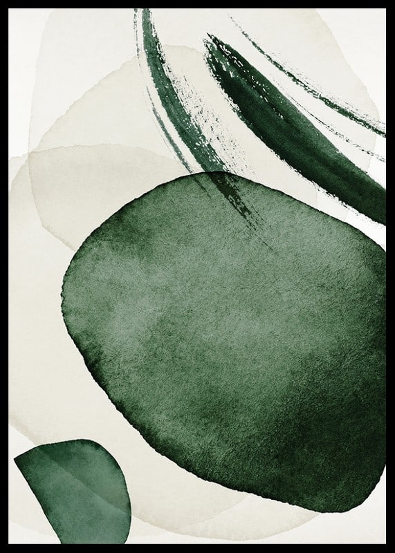 Formas verdes abstractas en acuarela sobre fondo claro-12