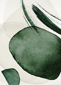 Formas verdes abstractas en acuarela sobre fondo claro-7