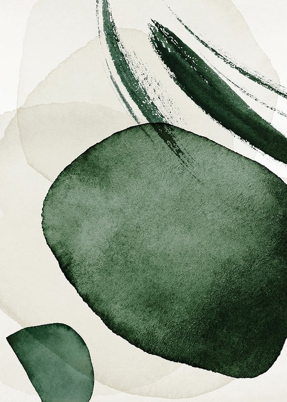 Formas verdes abstractas en acuarela sobre fondo claro-12