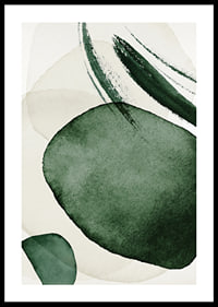 Formas verdes abstractas en acuarela sobre fondo claro-0