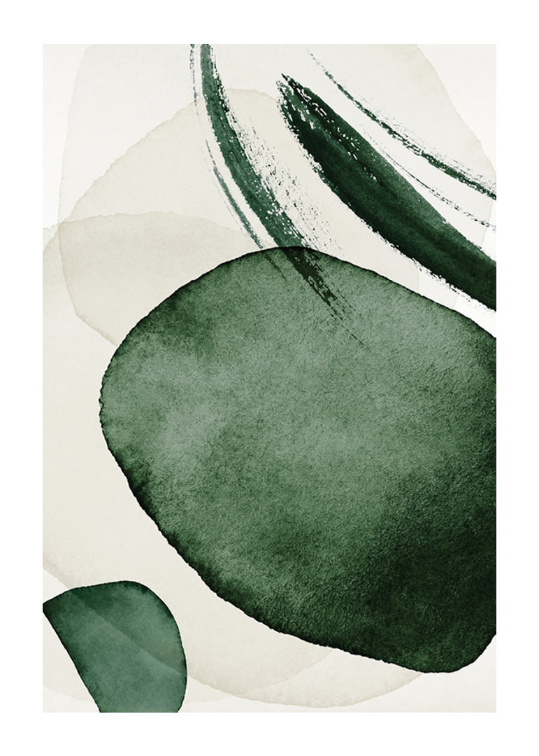 Formas verdes abstractas en acuarela sobre fondo claro-12