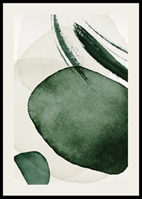 Formas verdes abstractas en acuarela sobre fondo claro-2