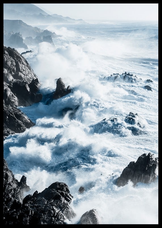 Photographic coastal landscape with waves against black cliffs-12
