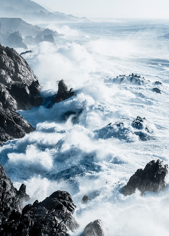 Photographic coastal landscape with waves against black cliffs-12