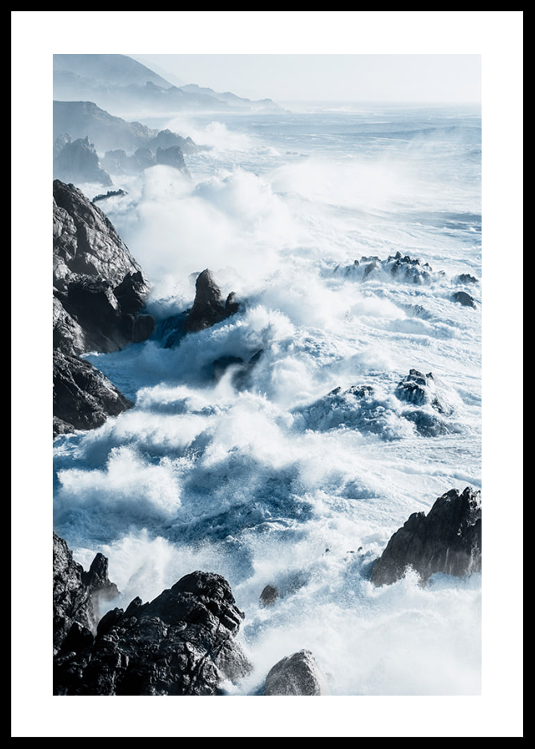 Photographic coastal landscape with waves against black cliffs-12