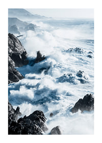 Photographic coastal landscape with waves against black cliffs-1