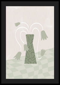 Absztrakt zöld váza stilizált tulipánokkal puha háttéren-4