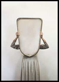 Photographic motif of woman in gray dress with mirror-6