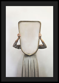 Photographic motif of woman in gray dress with mirror-4