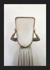 Photographic motif of woman in gray dress with mirror-5