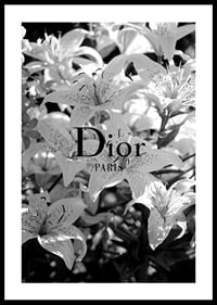 Black and white lilies with Dior Paris typography in the center-0