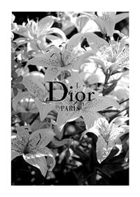 Black and white lilies with Dior Paris typography in the center-1