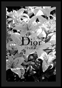 Black and white lilies with Dior Paris typography in the center-4