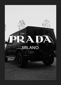 Black and white Mercedes G-Class rear view with Prada logo-5