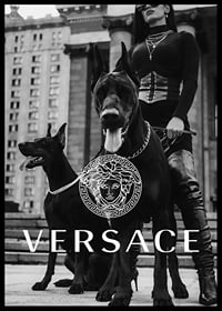 Black and white fashion photo of woman with two Doberman dogs-6