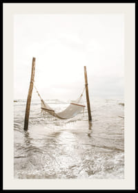 Photographic hammock stretched over water at the seashore-2