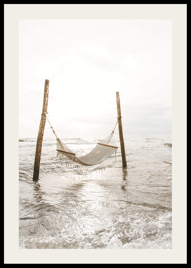 Photographic hammock stretched over water at the seashore-12