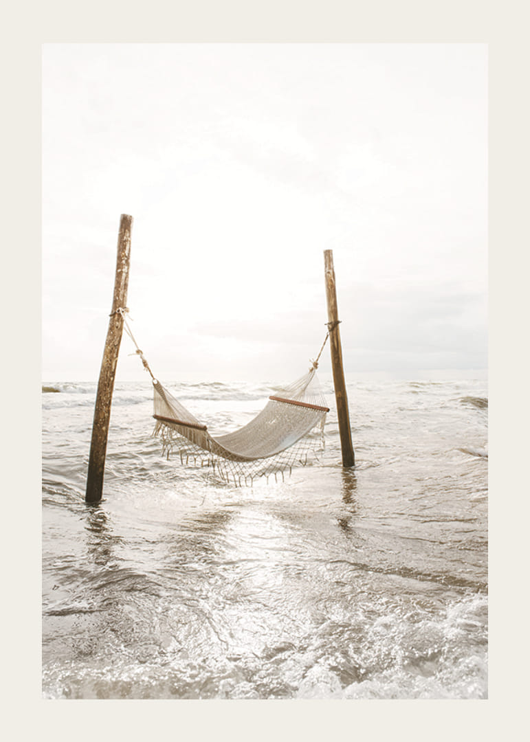 Photographic hammock stretched over water at the seashore-12