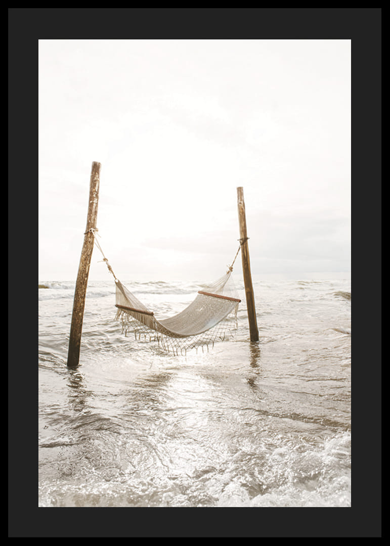 Photographic hammock stretched over water at the seashore-12