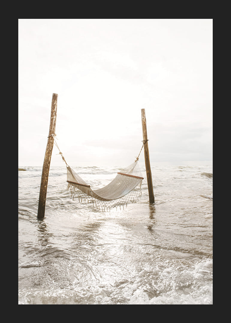 Photographic hammock stretched over water at the seashore-12