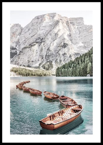 Poster Boats At Braies Lake
