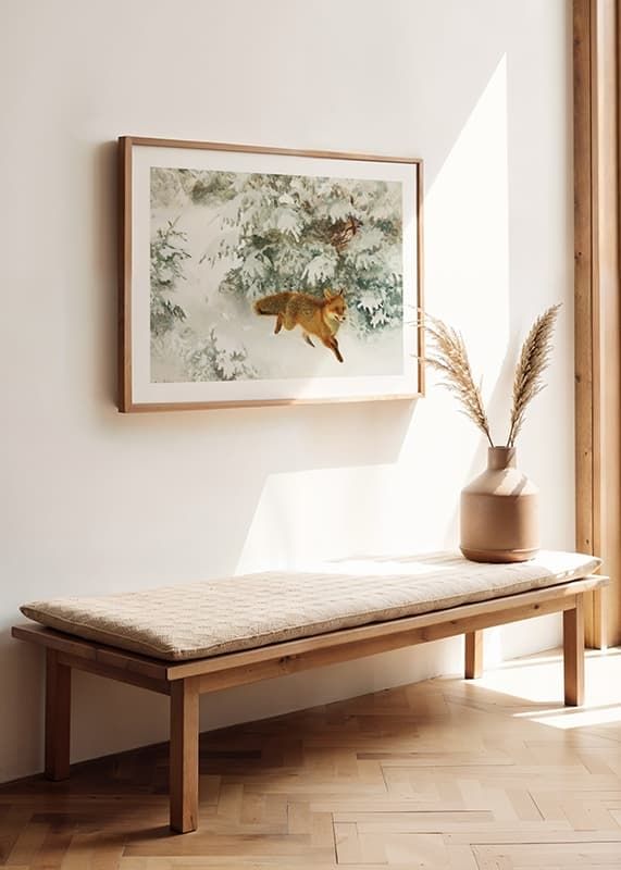 Fox in Winter Landscape By Bruno Liljefors No1-12