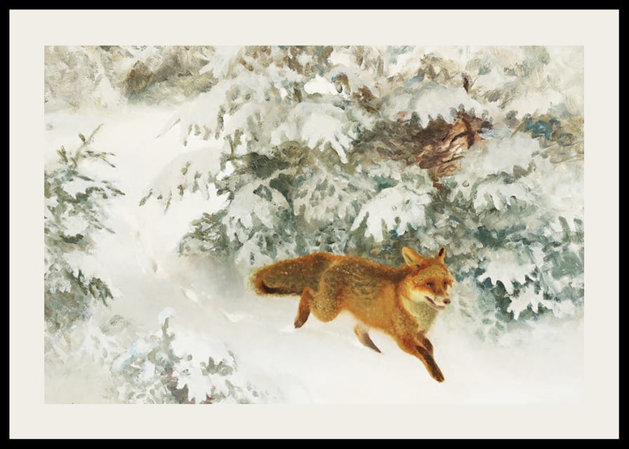 Fox in Winter Landscape By Bruno Liljefors No1-12