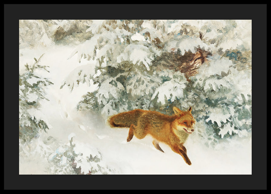 Fox in Winter Landscape By Bruno Liljefors No1-12