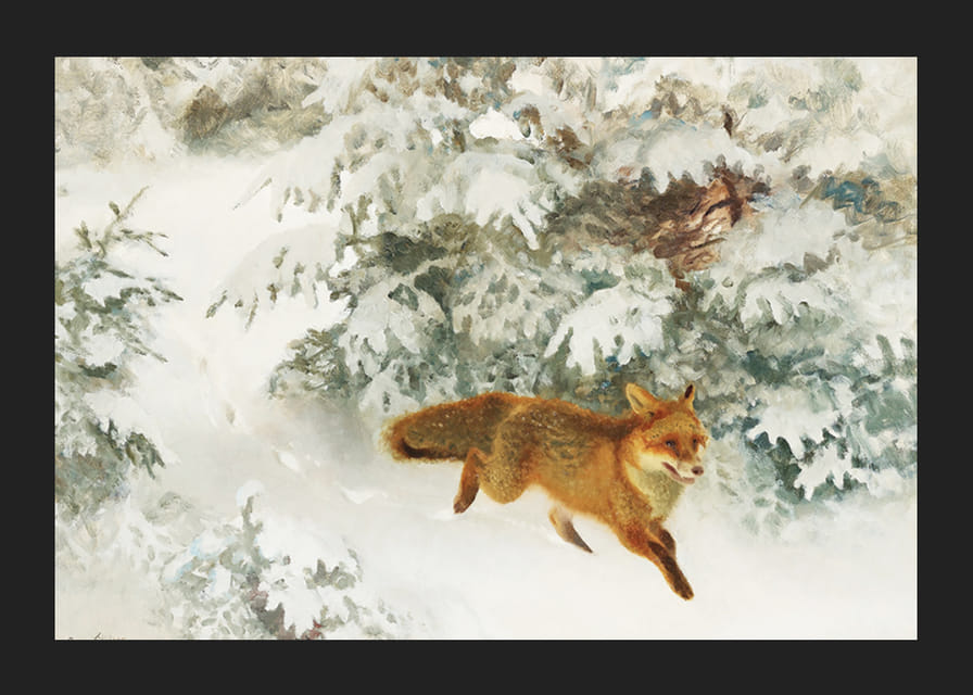 Fox in Winter Landscape By Bruno Liljefors No1-12