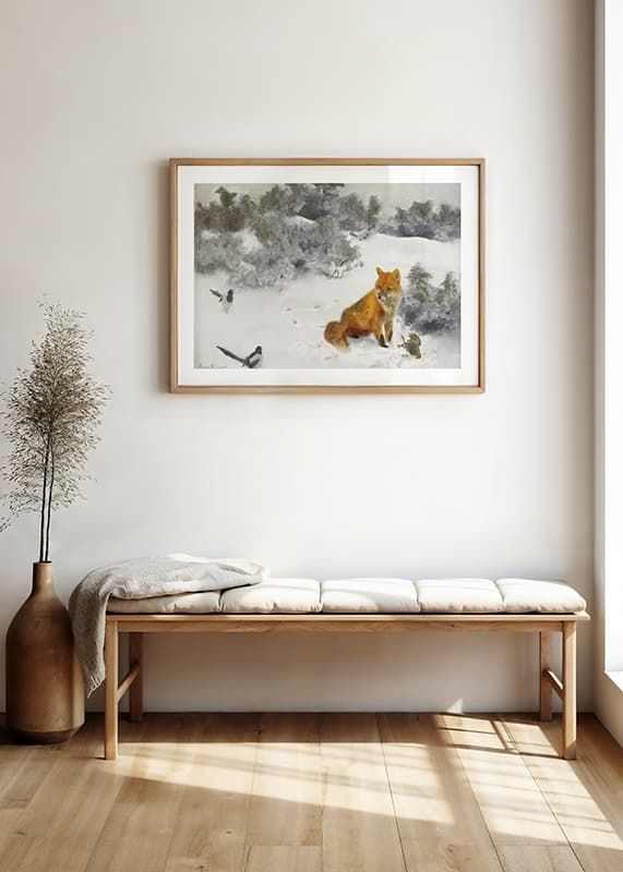 Fox in Winter Landscape By Bruno Liljefors No2-12