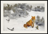 Fox in Winter Landscape By Bruno Liljefors No2-4