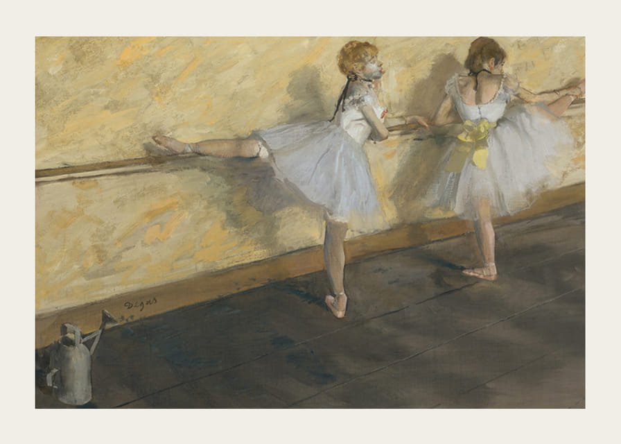 Dancers Practicing at the Barre By Edgar Degas-12