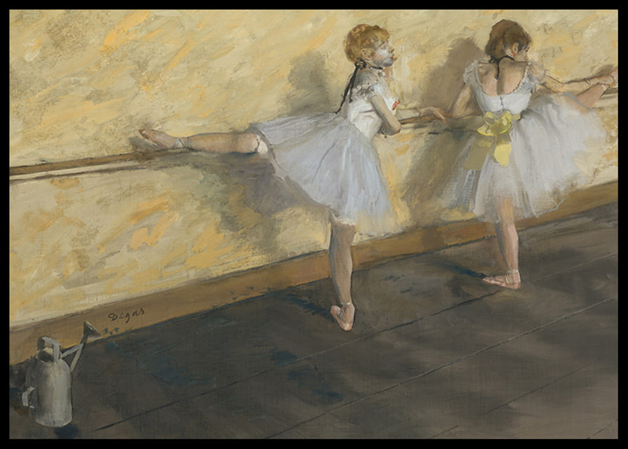 Dancers Practicing at the Barre By Edgar Degas-12
