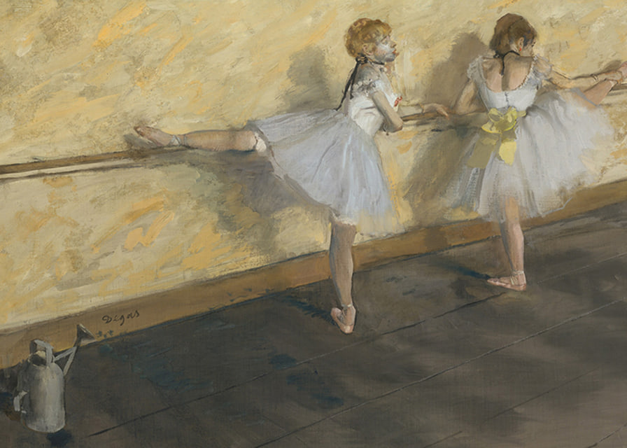 Dancers Practicing at the Barre By Edgar Degas-12