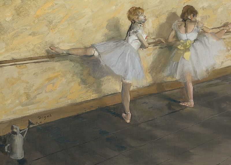 Dancers Practicing at the Barre By Edgar Degas-12