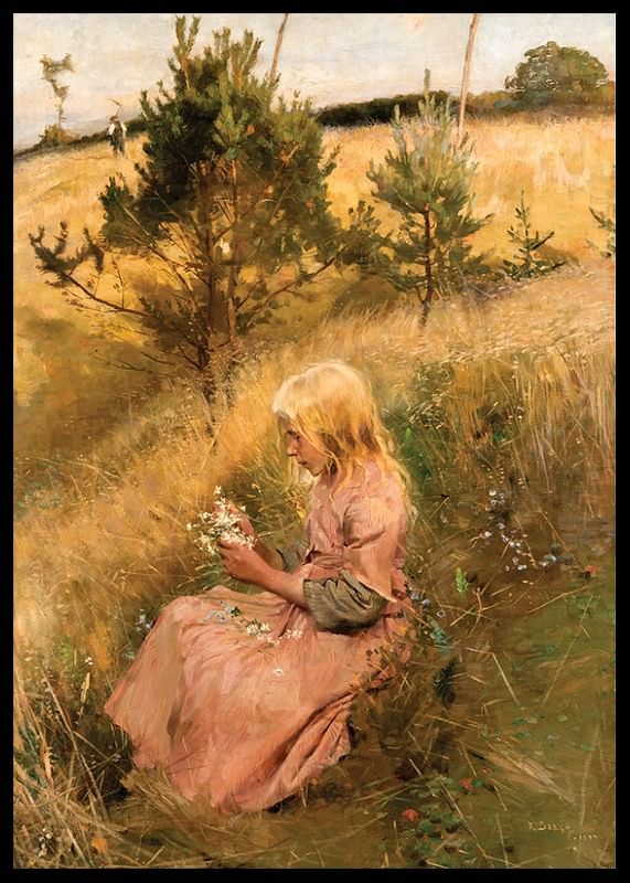 Girl Picking Flowers By Richard Bergh-12