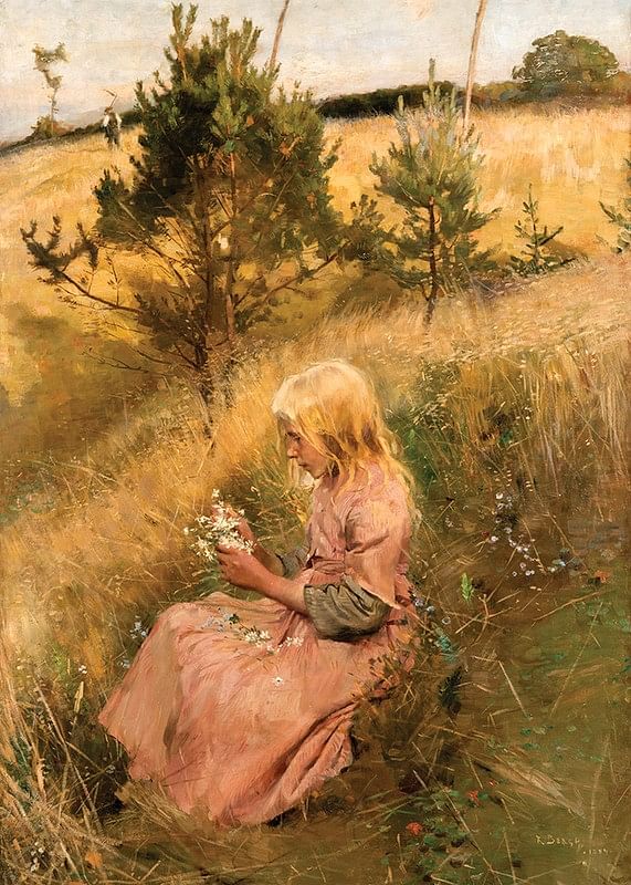 Girl Picking Flowers By Richard Bergh-12